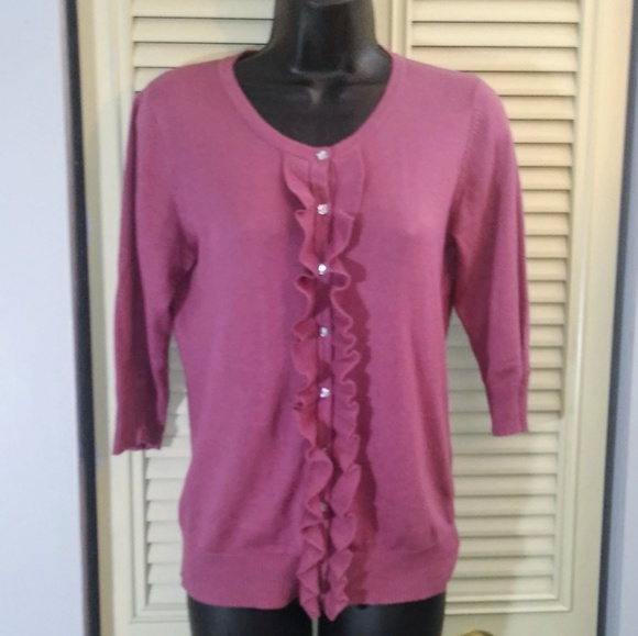 Ruffled 3/4 sleeve lightweight sweater - Picture 3 of 6